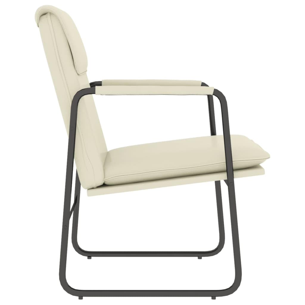 Fotel wypoczynkowy, kremowy, 55 x 64 x 80 cm, sztuczna skóra, fotel relaksacyjny do salonu, sypialni, biura, przytulna sofa wewnętrzna, wygodne siedzenie