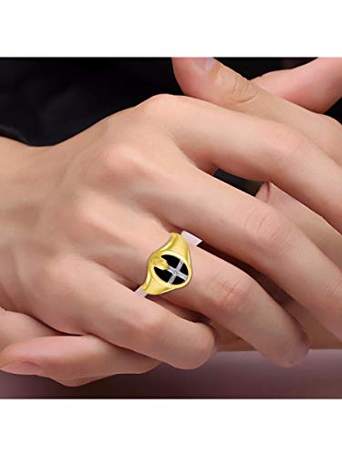 Image of Rylos Unisex Sterling Silver or Yellow Gold Plated Silver Religious Cross Prayer Ring with Diamonds and Black Onyx - Deigner Jewelry in Sizes 8-13