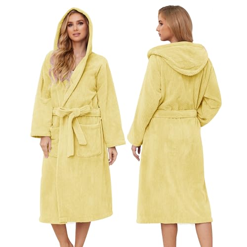 Image of PJGGZ Hooded Bathrobes for Women, Soft Long Towel Robes for Women - Quick Dry yet Warm