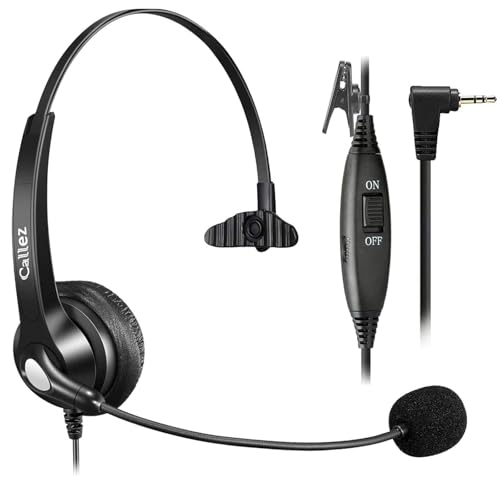 2.5mm Telephone Headset with Microphone Noise Cancelling, Mono Cordless Phone Headset Work for Gigaset C430A CL660A Panasonic KX-DT521 KX-DT543 Polycom Cisco SPA Grandstream Home Office IP Desk Phones