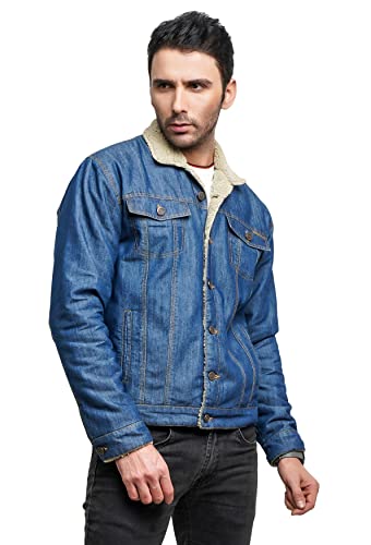 Image of Men's Winter Wear Sherpa Blue Denim Jacket
