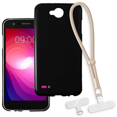 OAGELIM Case and Wrist Strap for LG X Power 2 - Black+Gold
