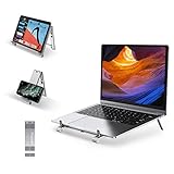 Portable Laptop Riser, 3-in-1 Foldable Aluminum Laptop Riser for Desk, Ergonomic Notebook Low Holder Stand Compatible with 15.6inch Computer/Phone/Tablet, Comes with Storage Bag(LS8004)