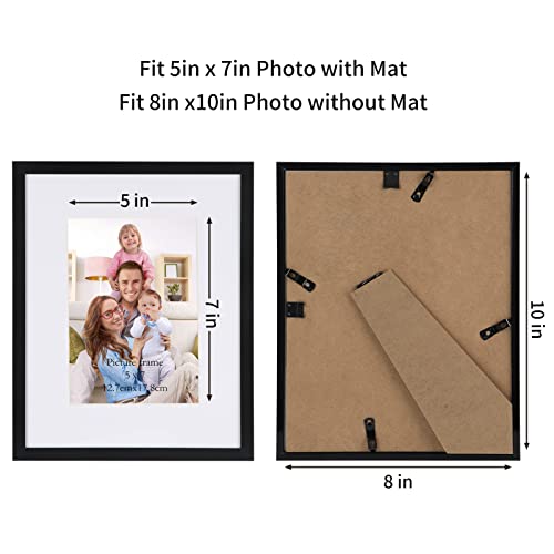 Giftgarden Black 8x10 Picture Frame Set of 10, Matted to 5x7 Picture with Mat or 8x10 Photo without Mat, Multi Frames for Gallery Wall Tabletop Display by Giftgarden - Image 2