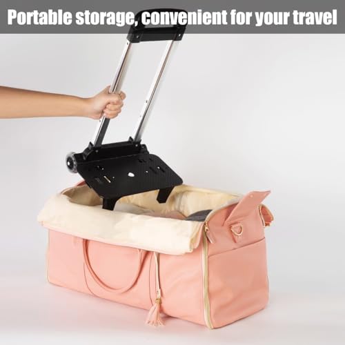 Trendfetchus Foldable Travel Bag 2.0 with Wheels, Large Capacity Foldable Garment with Toiletry Pocket and Shoes Compartment & Detachable Shoulder Strap (Pink, With Wheels)3