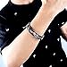 Rockyu Bracelet for Men Leather Simple Brand Black Music Leather Bangle Surgical Stainless Steel Wristband Women's Simple Unisex Fashion Accessory Leather
