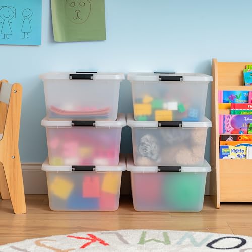 Image of IRIS USA 6-Pack Clip Box with Latching Lids, 18 Quart Craft Storage Bins, Art & Writing Supply Containers for Home, Office & Classroom Organization
