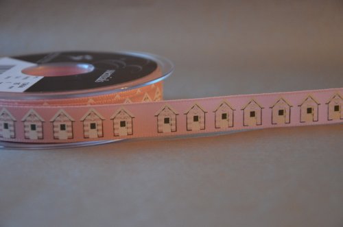 Berisfords R1369415/1 Pink Beach Hut Ribbon 20m x 15mm Beach Life
