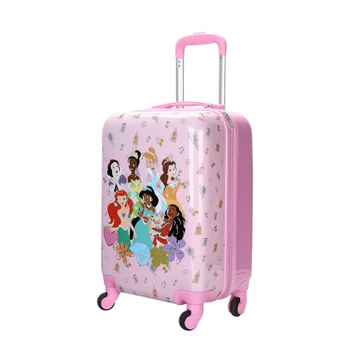 Disney Princess Kids Pink ABS 4-Wheel 20 Suitcase Luggage for Travel & Adventures
