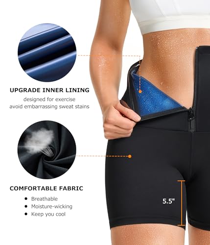 TrainingGirl Workout Sauna Shorts for Women High Waist Trainer Tummy Control Sweat Body Shaper Compression Slimming Thighs4