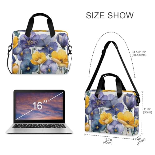 Maletín para laptop con estampado flor mariposa para 13-16 in miniatura 5