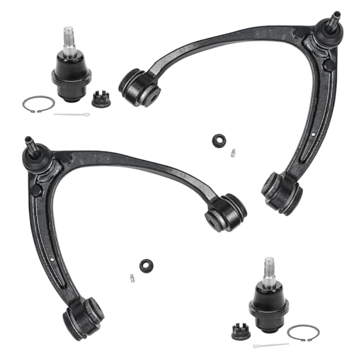 Image of Detroit Axle - 4pc Front Control Arm Kit for 2007-2013 Chevy Silverado 1500 GMC Sierra 1500, Suburban 1500, 2007-2014 Tahoe Yukon, Escalade ESV, 2 Upper Control Arms w /Ball Joint 2 Lower Ball Joints