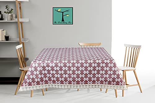 Image of The Furnishing Tree Waterproof Square Shaped Center Table Cover Size 40x40 inches with White Border Lace