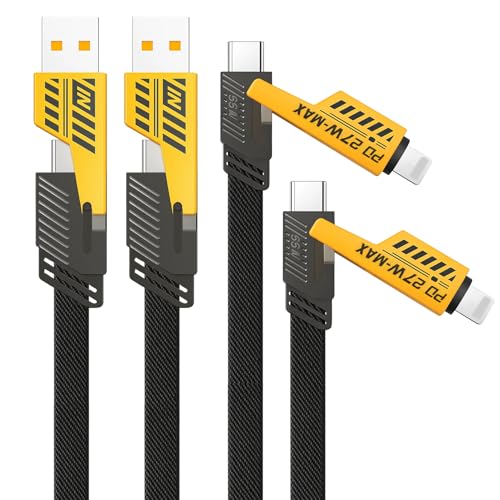 2Pack 4 in 1 Charger Cable 2M Multi Charger Cable 4 in 1 Fast Charging USB C USB A Chargers Cables Efficient Transfer 6.56Ft Universal Phone Charging Cables Compatible with iPhone Android Pad