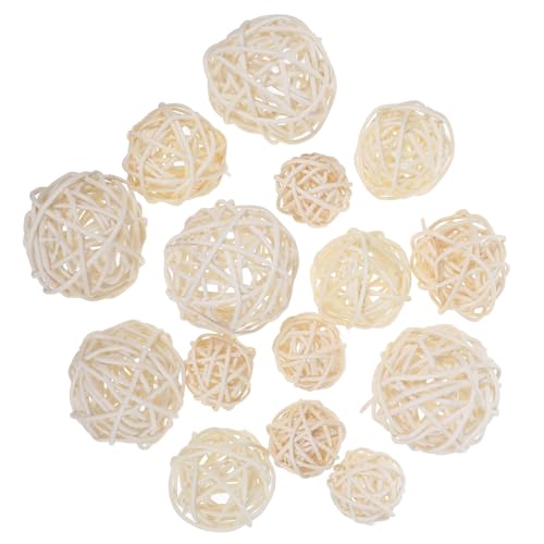 HOLIDYOYO 15pièces Balles Rotin Décoratives pour Mariage Et Noël De Boules Accessoires De...