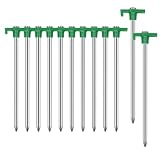 Tent Stakes Camping Stakes,AVOFOREST 7.1inch Non-Rust Metal Tent Pegs Ground Stakes Tent Spikes Camping,Garden,Hiking Green (Green 12pcs, 7.1IN)