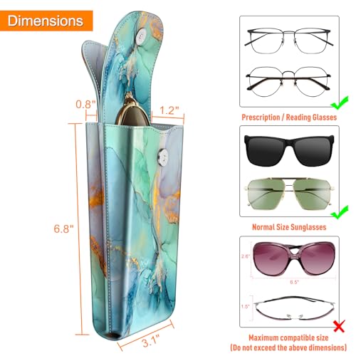 Image of FINTIE Double Glasses Case with Carabiner Hook, Portable Vegan Leather Eyeglass Case Anti-scratch Sunglasses Pouch