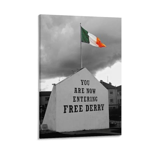 Free Derry Wall Poster Historic Landmark Canvas Art Irish Flag