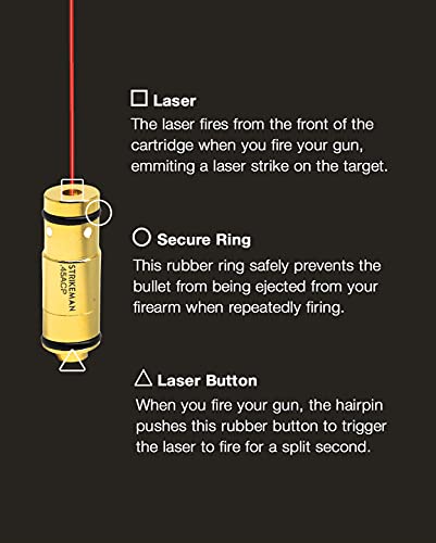 Image of Strikeman Dry Fire Laser Training Cartridge - Great for Target Shooting Practice with Pistols, Made for The Firearm Training System - Red Laser Cartridge Only, Multiple Calibers