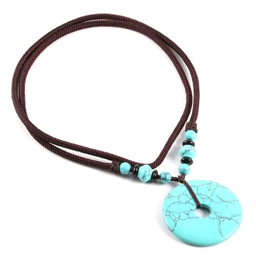 天然石 アベンチュリン 翡翠 ペンダントネックレス ターコイズ クォーツ セーフティボタンチャーム レディース メンズ ファッションジュエリー(2)