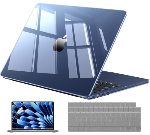 EooCoo Case for MacBook Air 15 inch M5 M4 M3 M2 2026-2023, Crystal Midnight