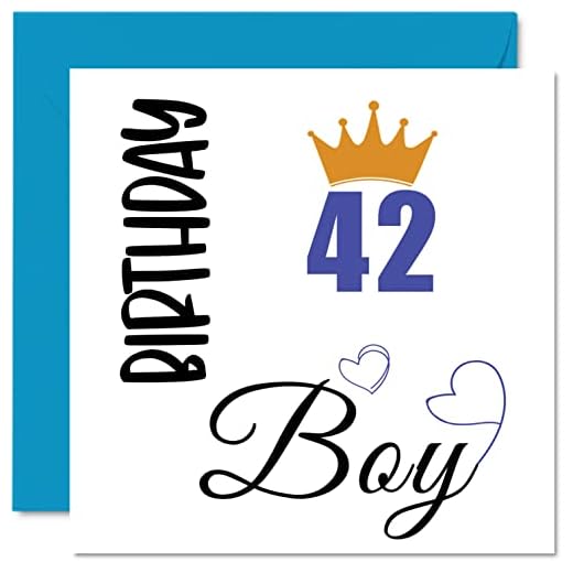 Tarjeta de felicitación de 42 cumpleaños para hombres, cumpleaños, para hombre de 42 años, padre, hermano, primo, amigo, sobrino, 145x145 mm, cuarenta y dos cuarenta y segundo cumpleaños, regalo