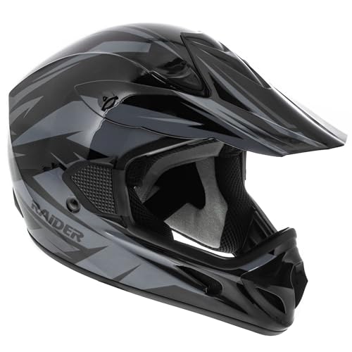 Raider RX2 Unisex-Adult MX Off-Road Helmet (Black/Grey, X-Large)