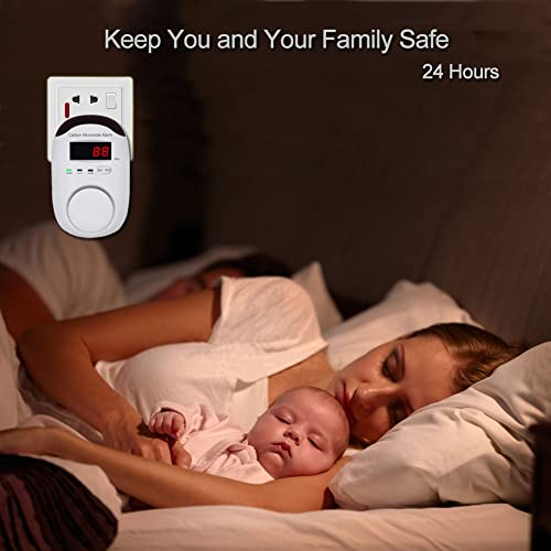 Plug-In Type Carbon Monoxide Alarm, Co Detector Monitor With Led Digital Display And Voice Alert For Home/Kitchen - 2 Pack #TOP4