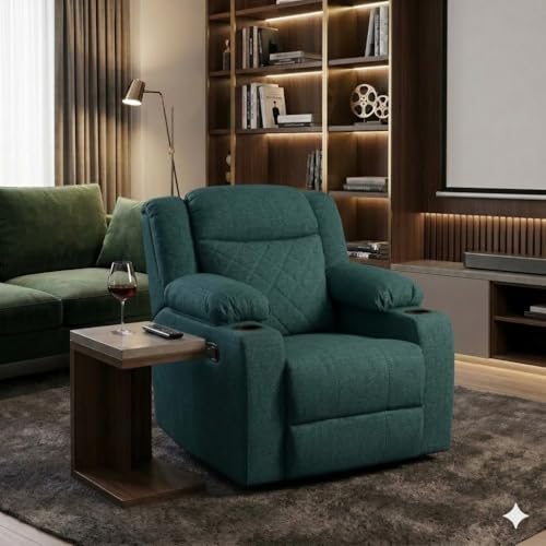 Image of Amazon Brand - Solimo Cosmo | Single Seater Sofa Recliner | Manual Recliner (Velvet Teal) | 1 Year Warranty