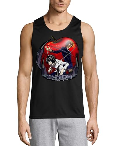 Camiseta sin mangas de algodón 100% transpirable suave y negra estilo Anime 19 hombre