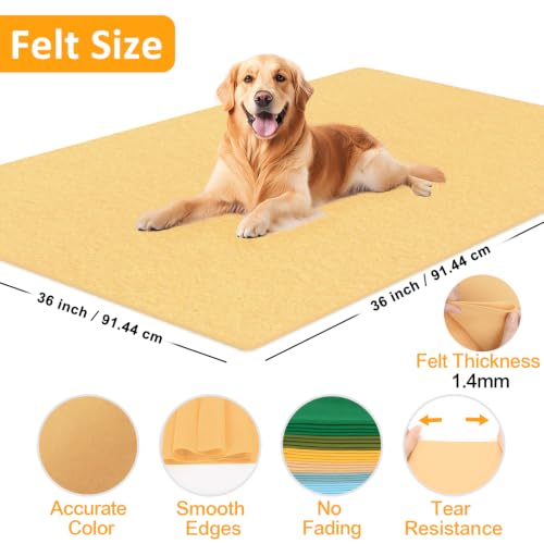 Image of XSEINO Sand Yellow Large Felt Fabric 36 inch X 36 inch(1 Square Yard), 1.4 mm Thick Soft Felt Fabric Sheet for Crafts, Yellow Series Colors Soft Nonwoven Fabric, Fit for Decoration, Sewing, DIY Crafts