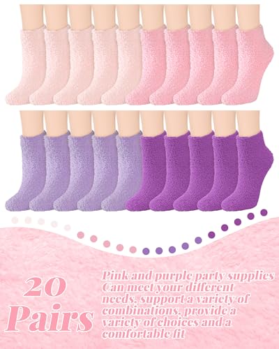 Image of Funtery 20 Pairs Women Fuzzy Socks Bulk Cute Warm Soft Fluffy Crew Sleeping Slipper Socks for Indoor Winter Thermal Gifts