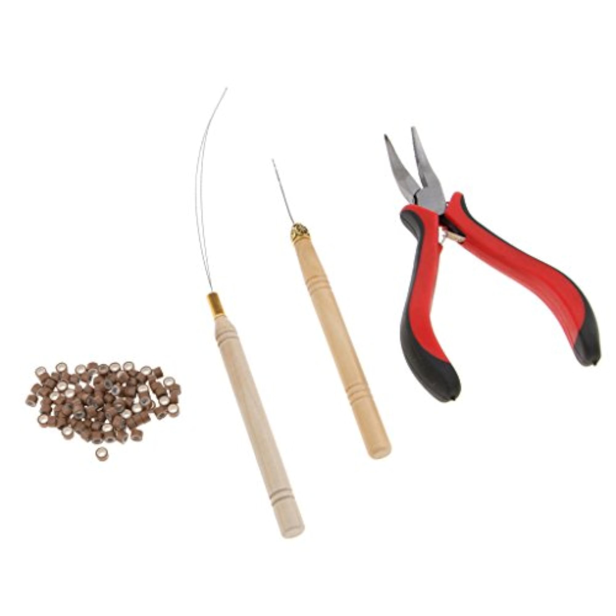 Hair Extensions Tool Kit with 100pcs Silicone Micro Rings
