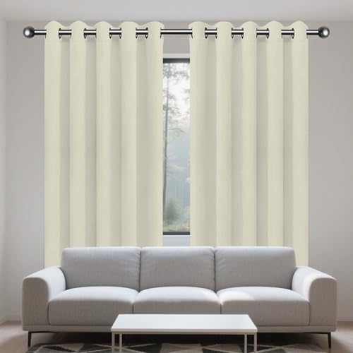 Rideau thermique isolant beige de qualité supérieure avec oeillets design - 2