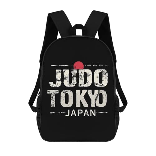 Judo Tokyo Japan Classic 17 Inch Backpack for Men Women Casual Basic Bag with Side Pockets for Travel Business