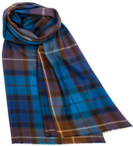 Châle mérinos extra fin bleu Buchanan d'exception pour hiver