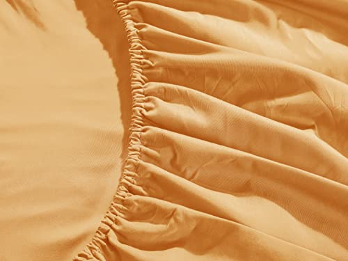 Mocassi King Fitted Sheet - Deep Pocket Cooling Sheets Up To 16 Inch - Hotel Luxury 1800 Thread Count - Softest Sheets - Wrinkle Resistant - 1 Single Bottom Fitted Sheet, King, Orange #TOP2