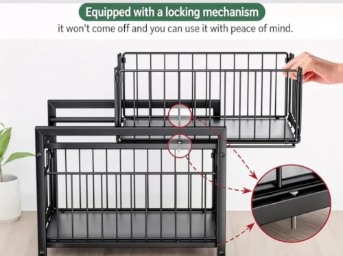 2-Tier Under Cabinet Pull-Out Basket Organizer, Heavy Duty Wire Storage Shelf with Slide-Out Drawers, Hanging Under Shelf Kitchen Organizer for Spice Bottles Jars and Condiments - Image 3