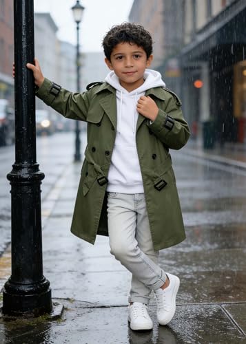 Image of Cromoncent Kids Rain Jacket, Raincoats Lightweight Waterproof Trench Coat for Boys Girls