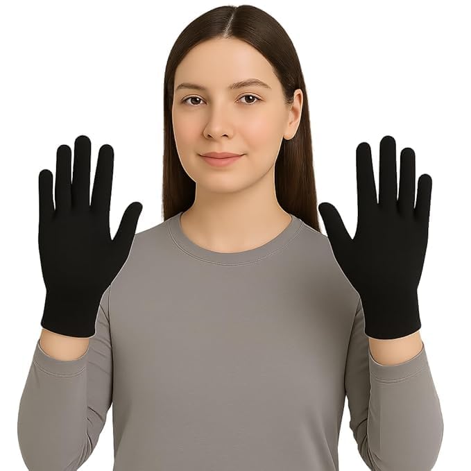 Raizex Pack of 6 Pairs | Cotton Summer Glove for Men & Women | Anti-Slip UV Protection Hand Gloves | Outdoor Sun, Dust, Pollution Shield | Elastic Fit | Black 1