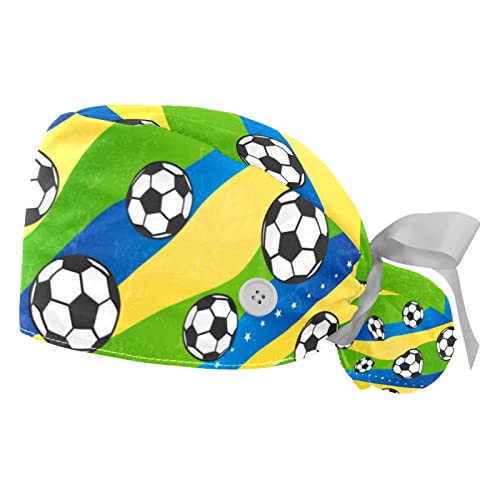 Chapeaux de travail pour hommes et femmes JDEZ 2PCS calots bouffants réglables foot