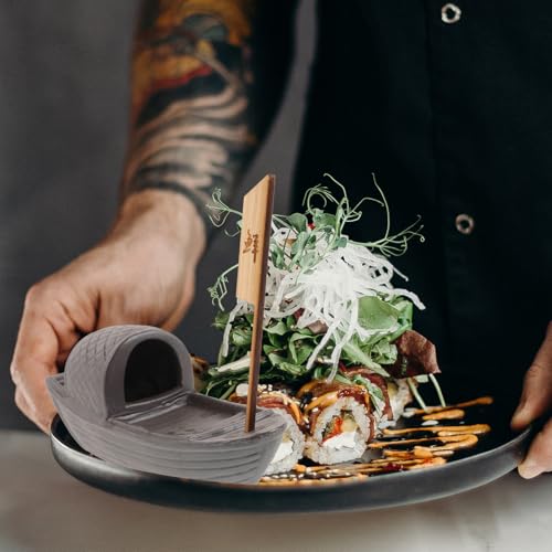 Plato japonés estilo barco para sushi de porcelana pequeña miniatura 6
