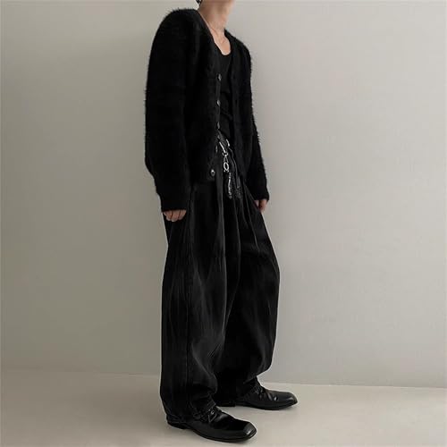 JEKE-DG Men's V Neck Knitted Cardigan Sweater Fashion Open Front Solid Sweater Long Sleeve Button Down Sweaters2