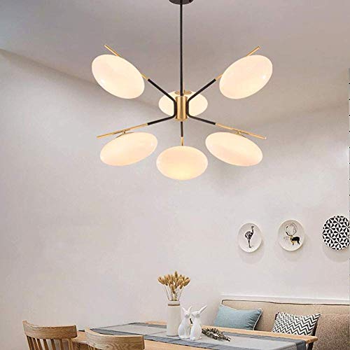 Chandelier Sputnik noir avec lampe E14 et plafonnier ajustable pour salon moderne