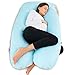 Meiz U Shaped Body Pregnancy Maternity Pillow with Zipper Removable Cover - Blue&Pink
