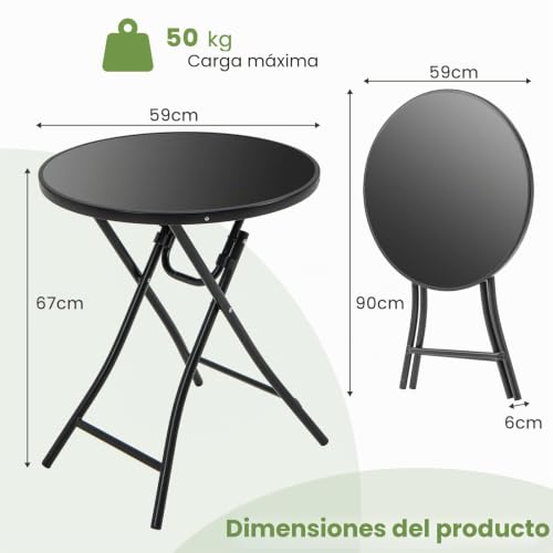 Mesa de café con cristal templado de seguridad y estructura plegable 4