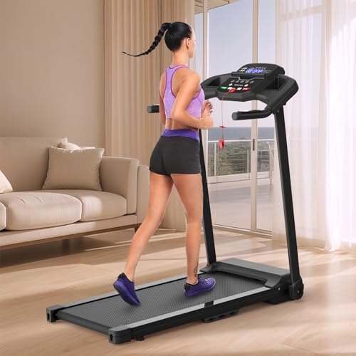 Image of Portable Foldable Treadmills for Home Gym, Small Folding Treadmill Running Walking Machine with 265 LBS Capacity, Walking Running Exercise Electric Compact Treadmill with LED Display
