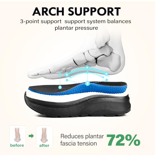 Image of JACKSHIBO Mens Slip in Free up Hands Shoes Wide Toe Box Arch Support Orthopedic Walking Sneakers Cushioned Thick Zero Drop Sole Metatarsal Pads