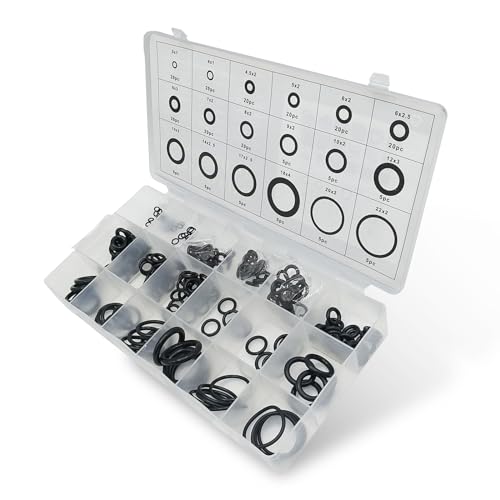 Crynod 225 PCS Automobile O-Ring Combination Set, Multi-Size Multi-Purpose Rubber High Temperature Resistant Sealing Ring, Universal Replacement Accessories, Compatible with Most Car Models (Black)
