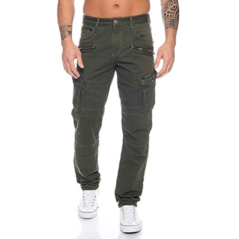 Cipo & Baxx Men's Cargo Jeans Trousers - Green - 42 Cover